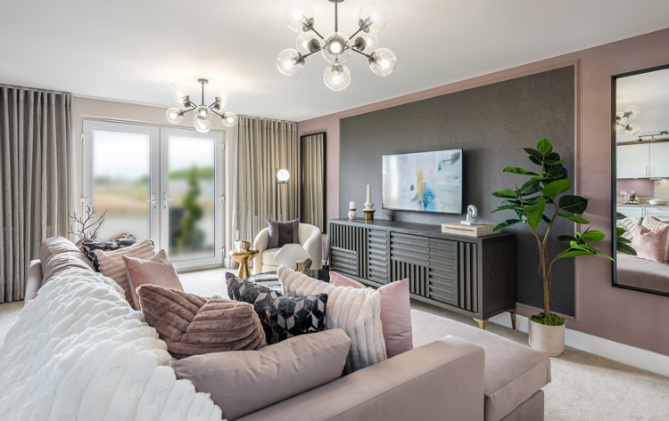 3 bedroom show apartment | Open plan lounge with French doors to patio or balcony
