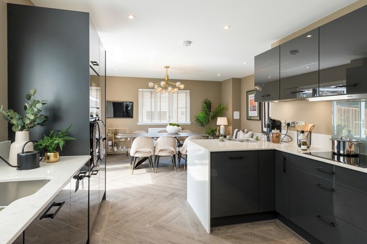 4 bedroom showhome | open plan kitchen and dining area 