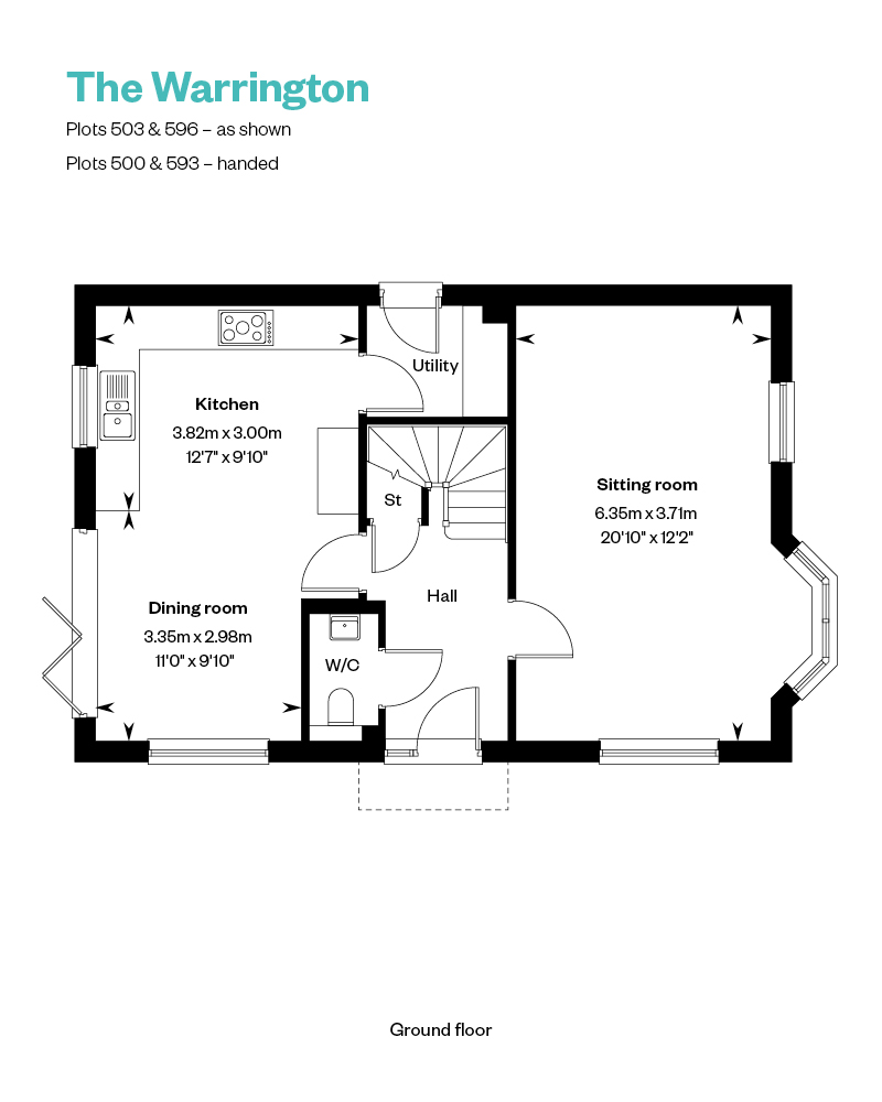 The Warrington Ground Floor floor plan at Nobel Park, Didcot, Oxfordshire