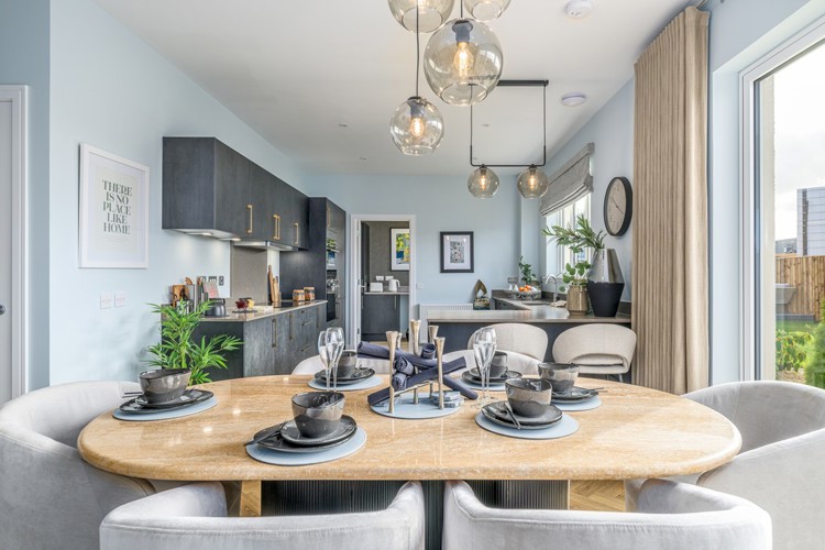 5 bedroom home for sale | kitchen, dining and family area | Cala Homes 
