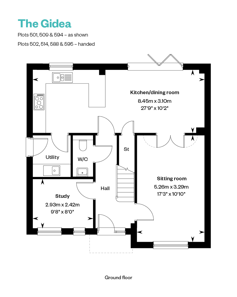 The Gidea Ground Floor floor plan at Nobel Park, Didcot, Oxfordshire