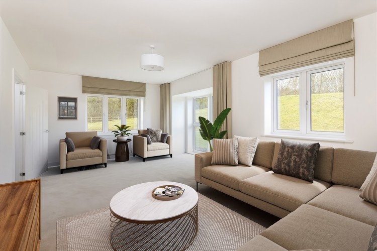 The Warrington house type living room CGI2, 4 bedroom house for sale in Didcot