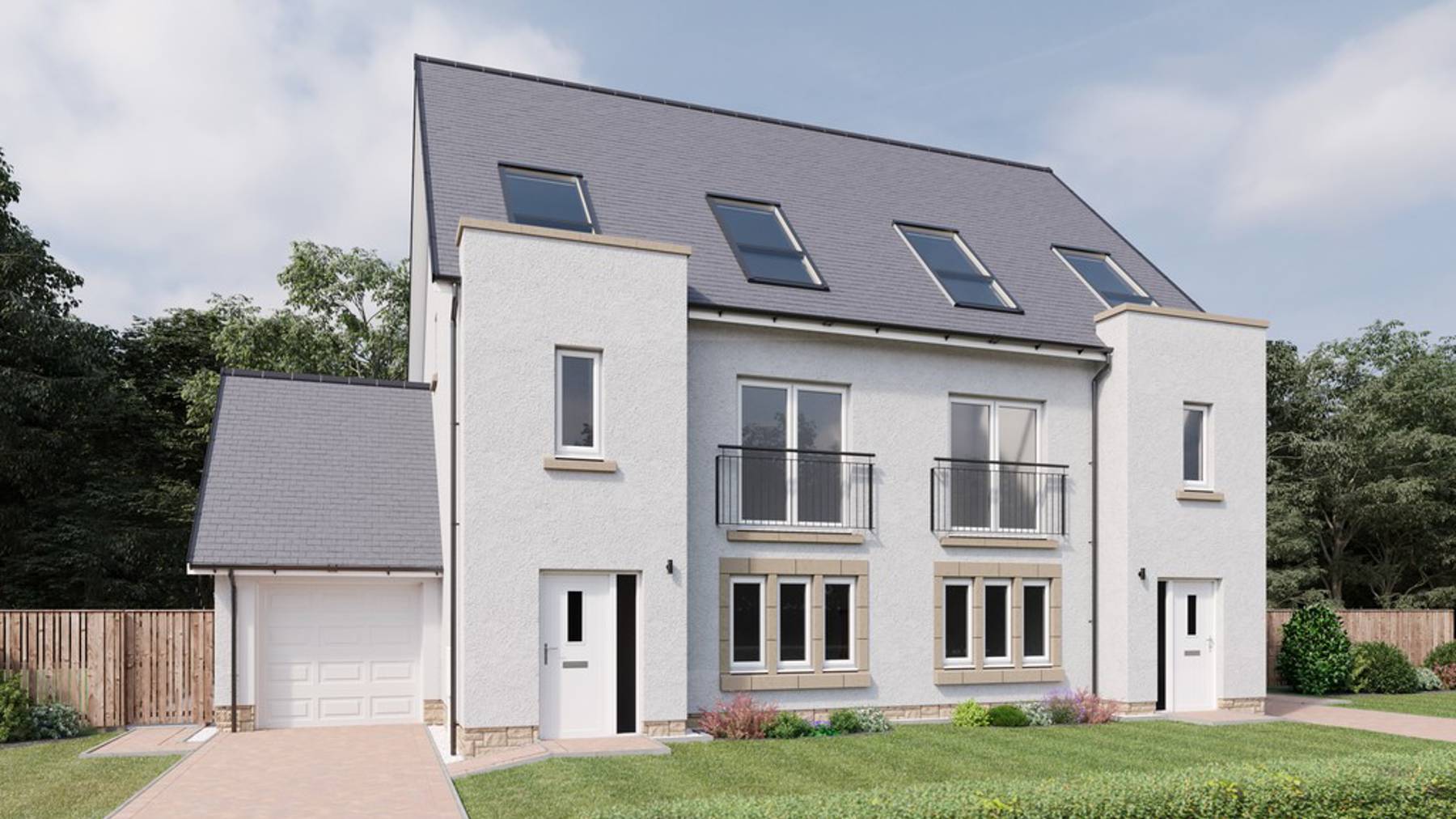 The Duffy External CGI | 4 bedroom plus study townhouse for sale at Belwood Oaks, Penicuik