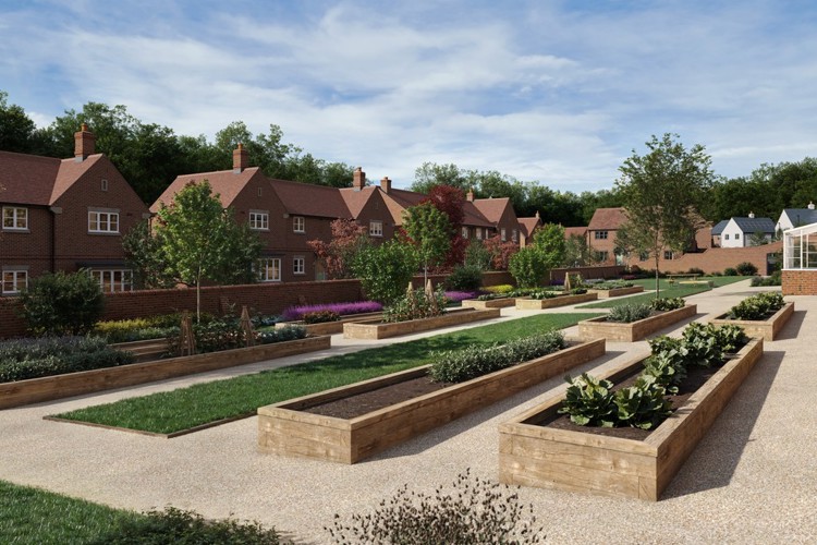 Computer Generated Image of restored Walled Garden at Worting Park. New homes for sale in Basingstoke