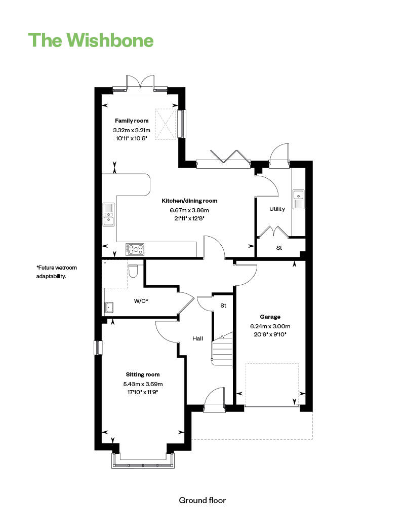 The Wishbone Floor Plan GF Randall Fields, Stotfold