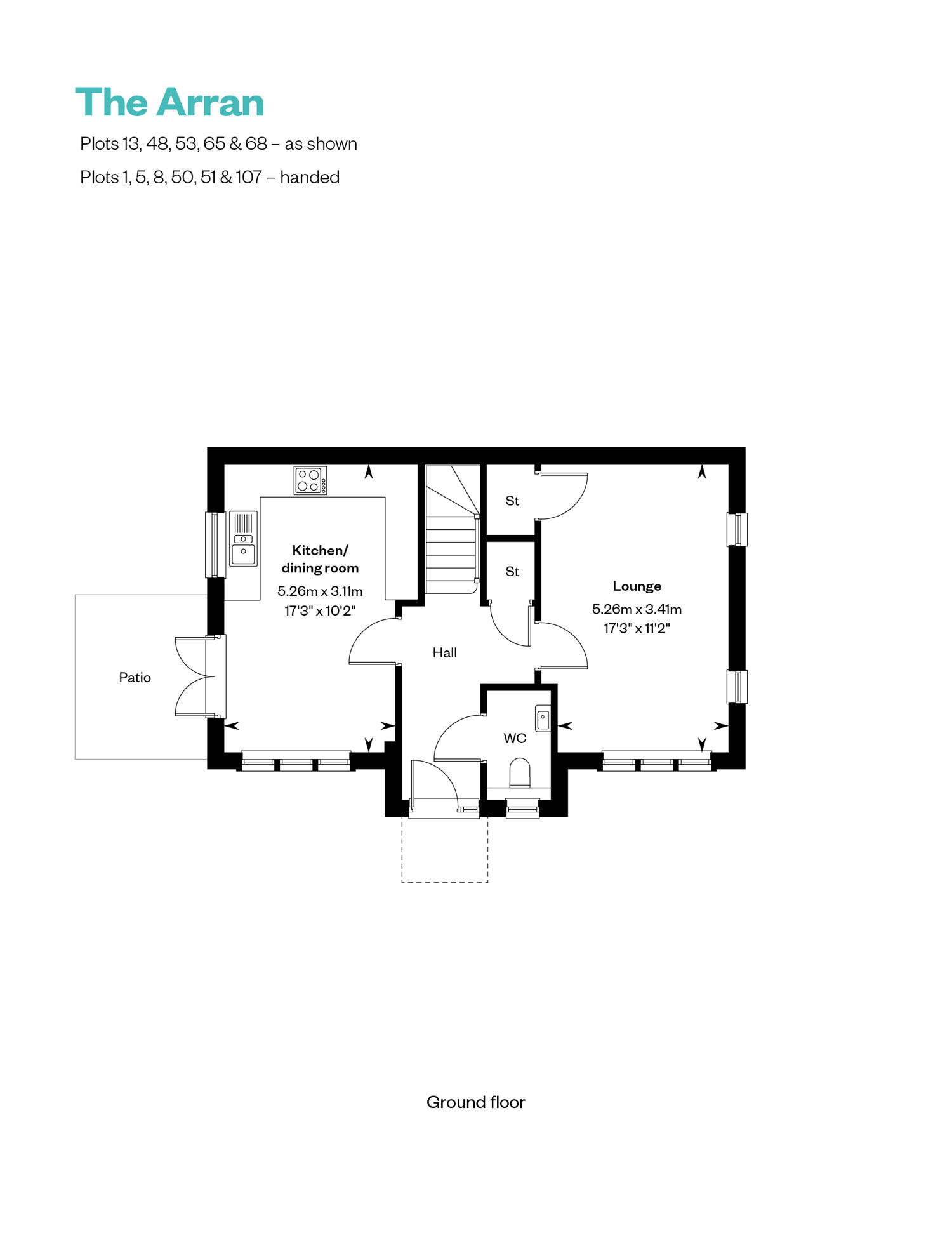 4611411 CALA EAST Millgate Lawns Web Floorplan Jpgs The Arran GF 5916568