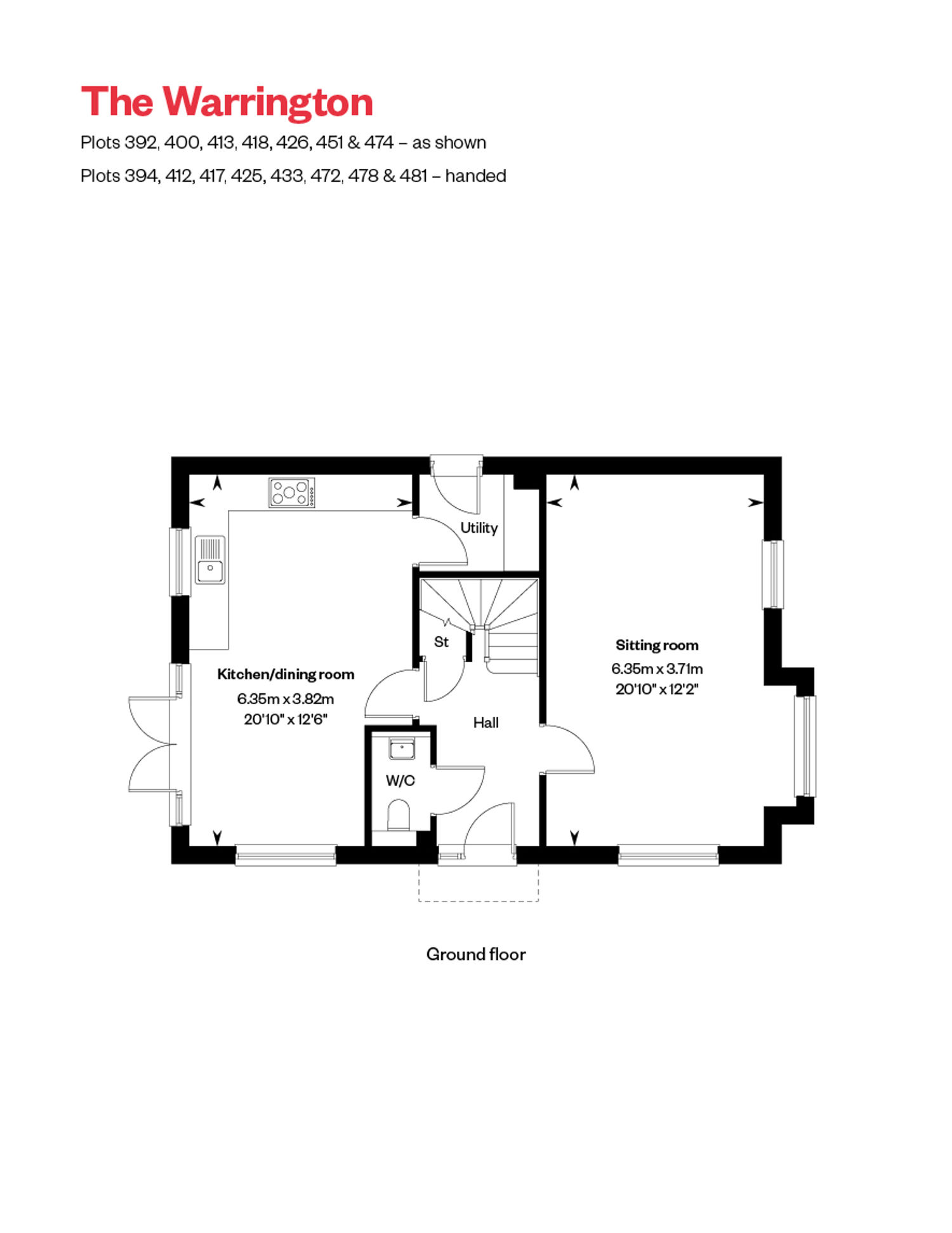 Warrington Ground Floor floorplan at Cross Trees Park, Shrivenham