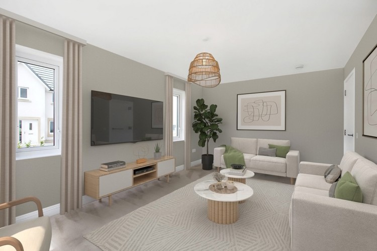 3 bedroom showhome | spacious lounge with front-facing windows and elegant neutral décor