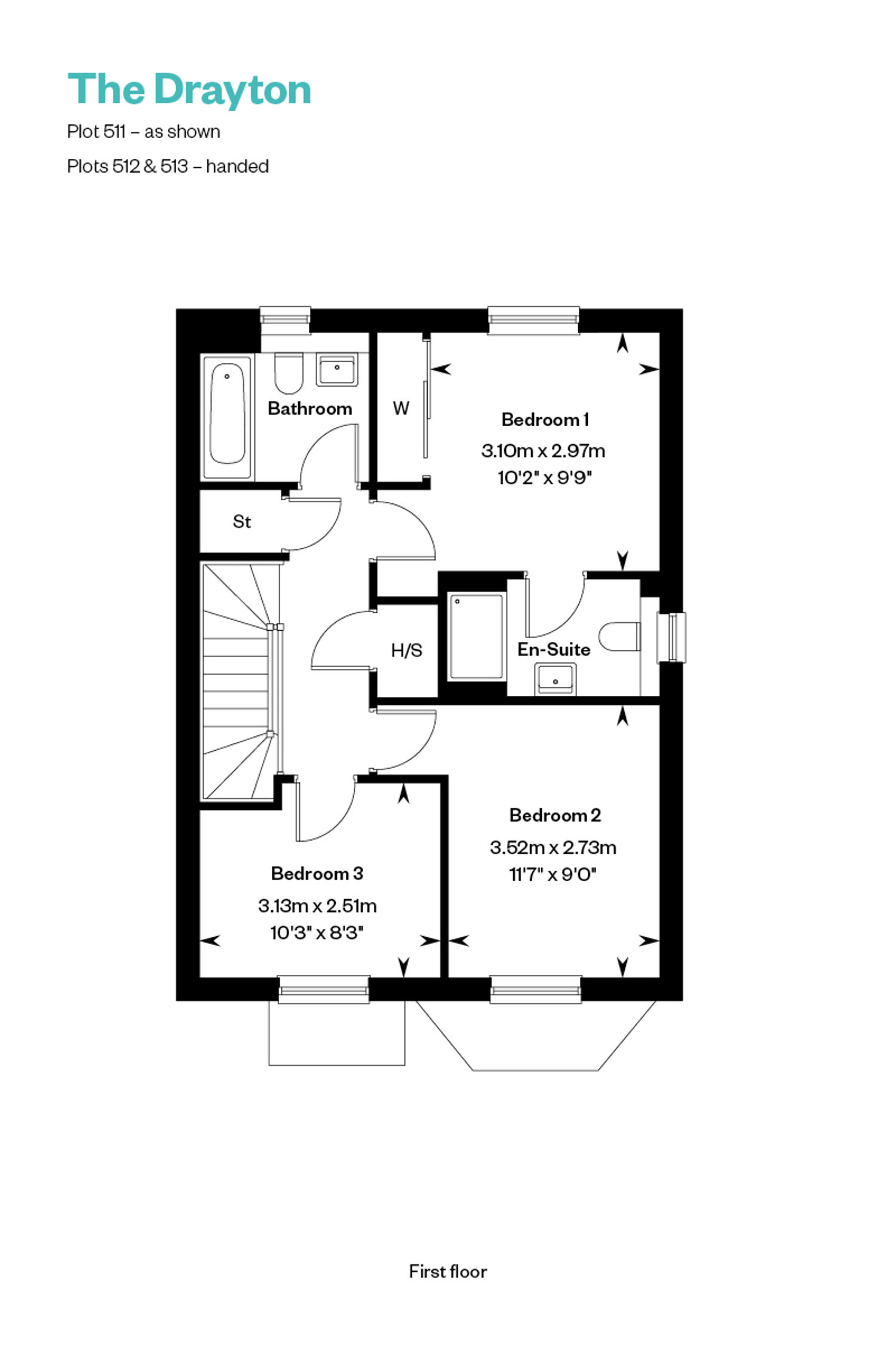 The Drayton First Floor floor plan at Nobel Park, Didcot, Oxfordshire