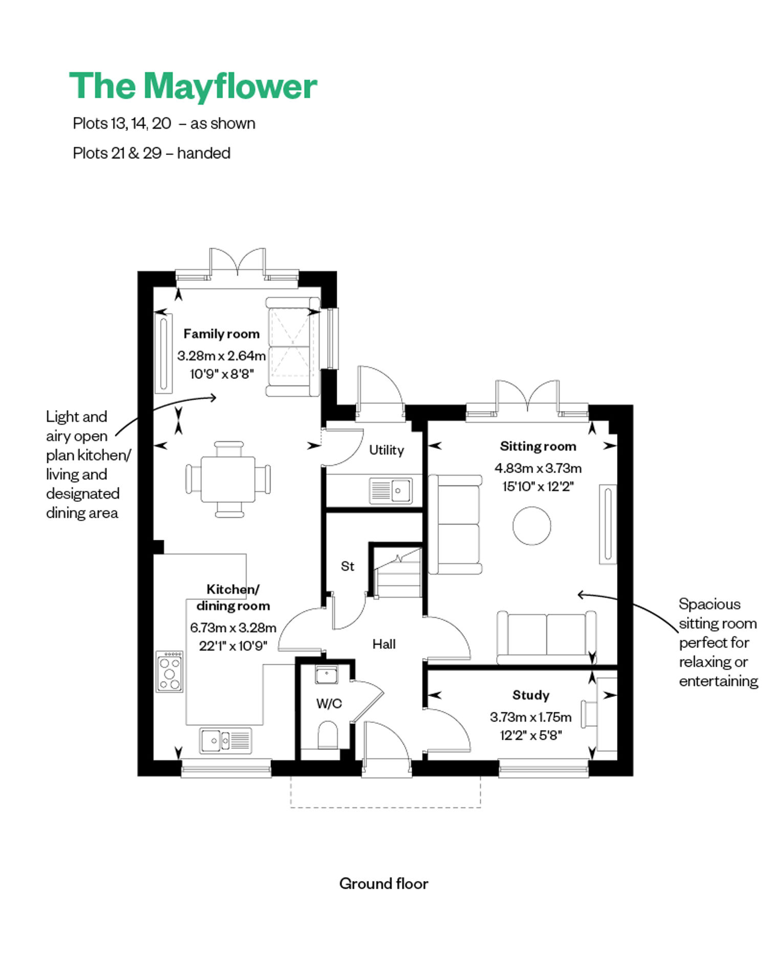 5601016 The Willows Mayflower Annotated Floorplan GF