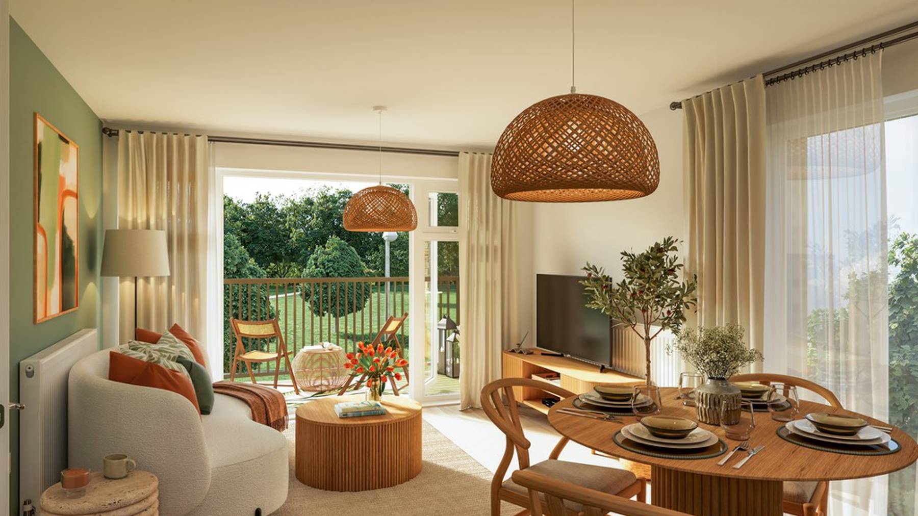 Hale Apartment Living Space CGI Waterbeach, Cambridge