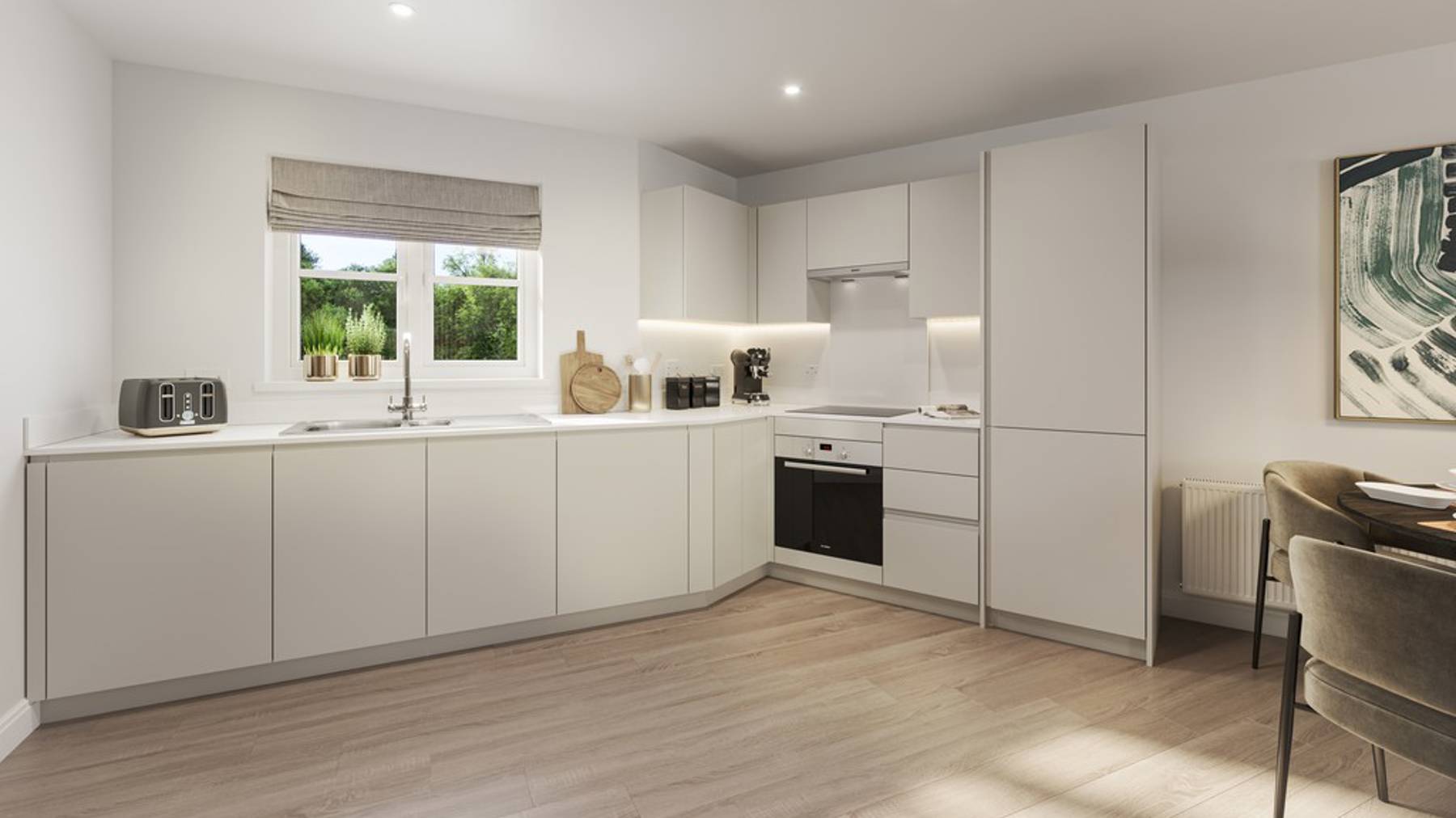 The Guelder Apartment Internal CGI P5,8 Kitchen At Ingatestone Grove, Essex