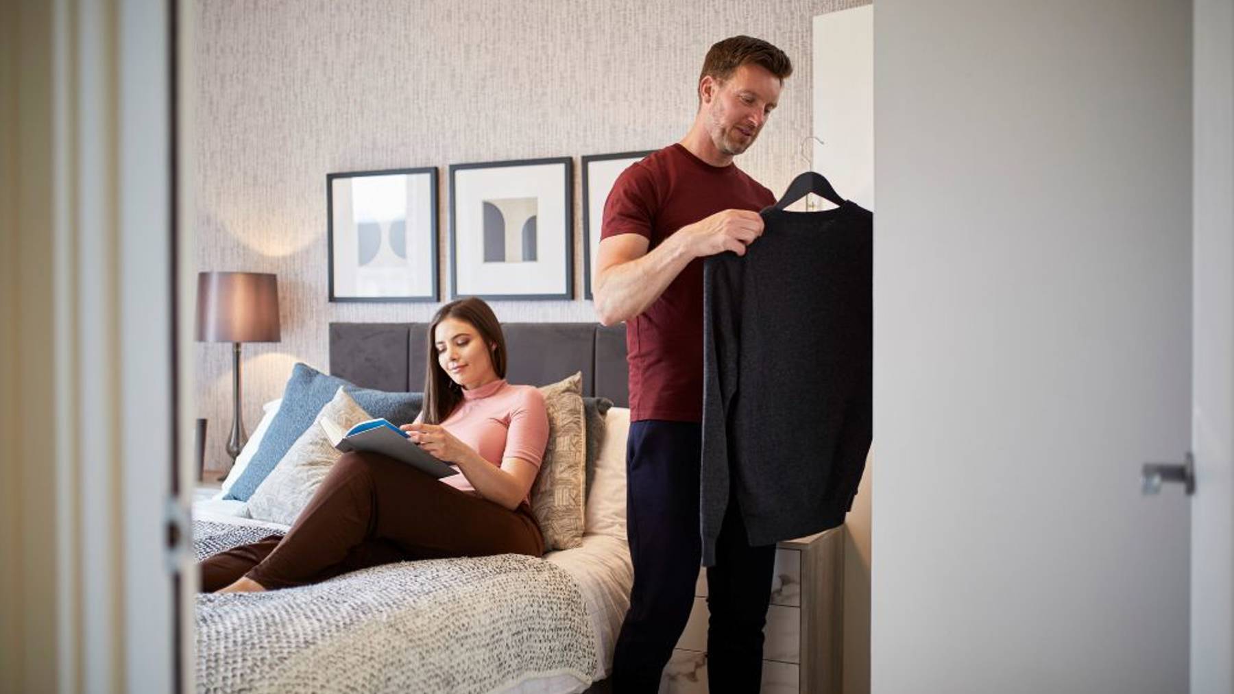 Life Style | Couple Smiling in Bedroom