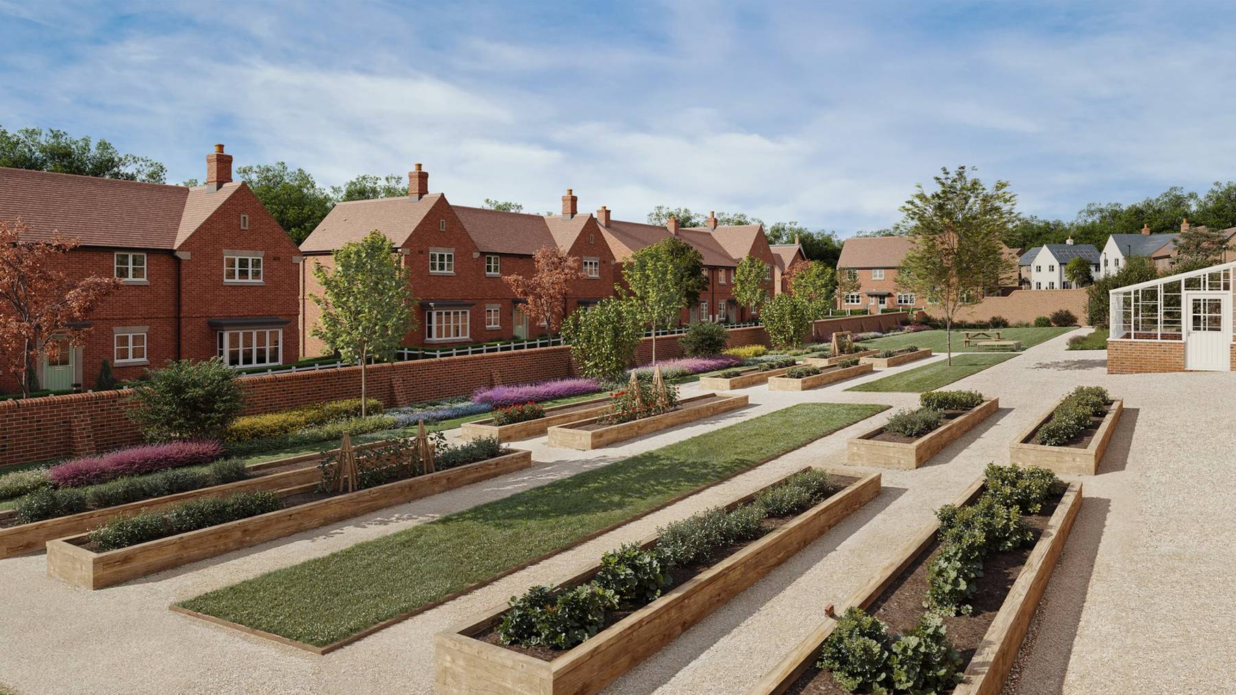 Computer Generated Image of restored walled garden at Worting Park. New homes for sale in Basingstoke