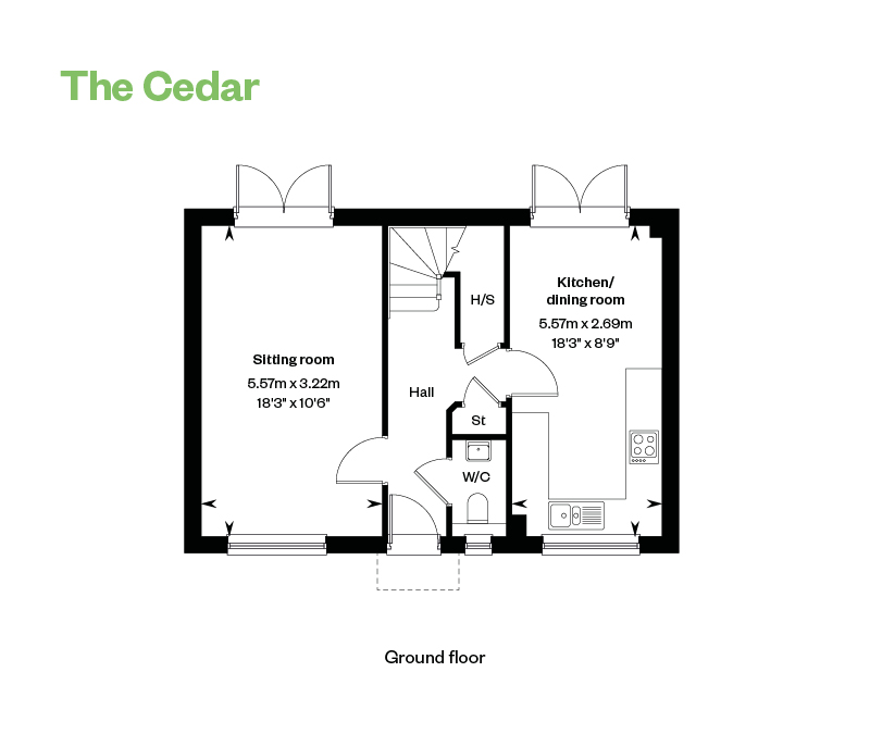 The Ceder Floor Plan GF Randall Fields, Stotfold