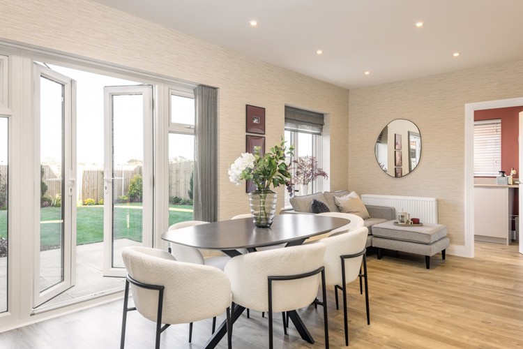 The Nenhurst_Dining room with French doors to garden_Ufford Chase, Great Bentley