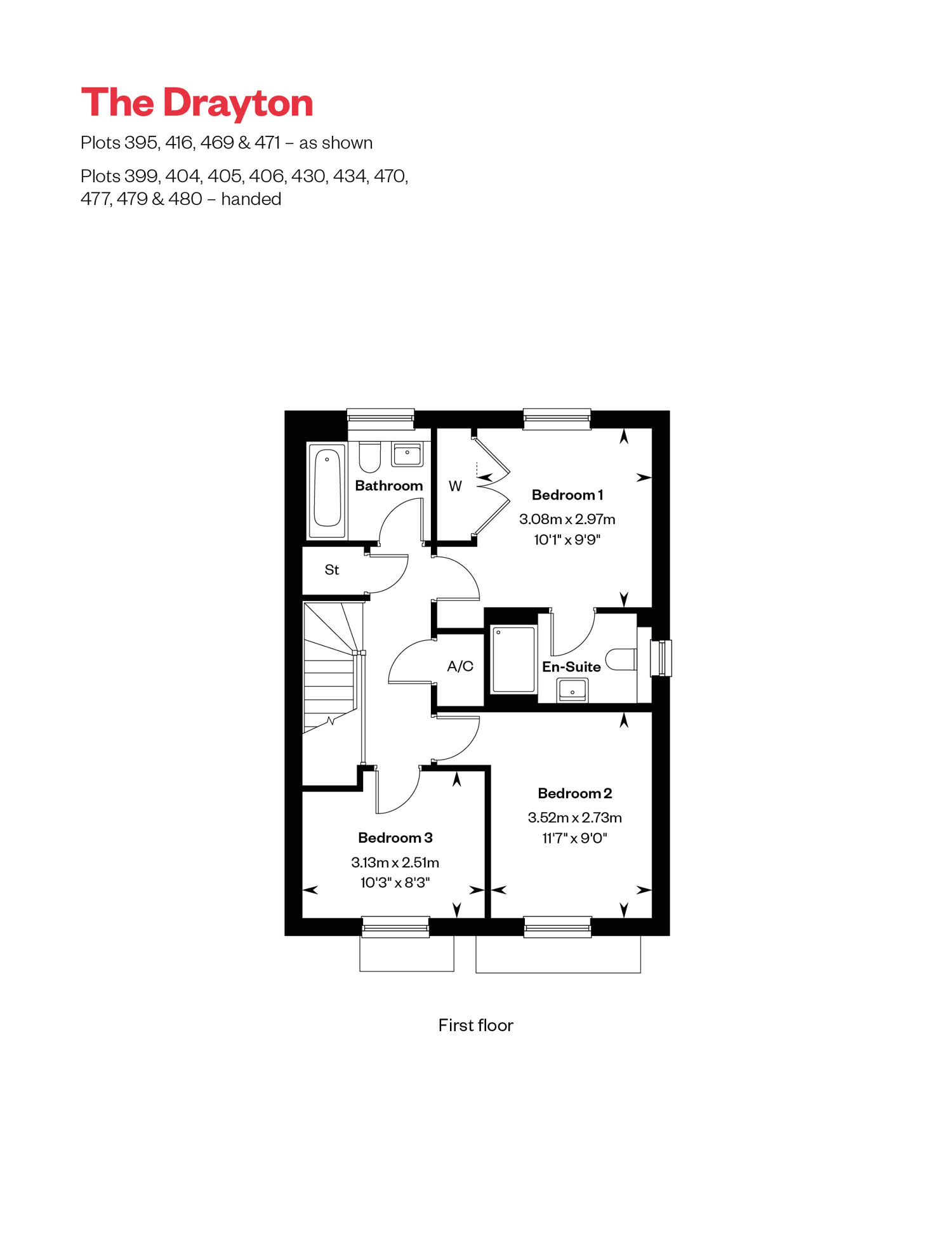 Drayton First Floor floorplan at Cross Trees Park, Shrivenham