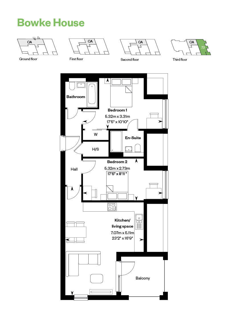 Floorplan of apartment in Bowke House, homes for sale in Winchester