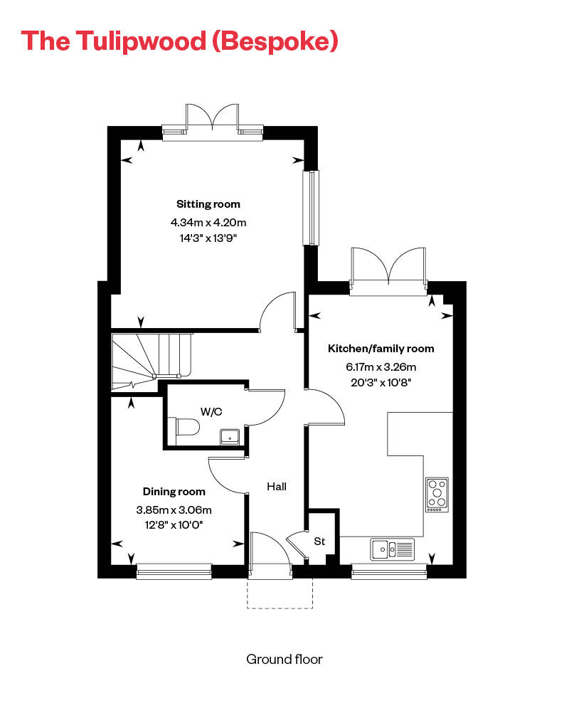 The Tulipwood Bespoke GF Floor Plan Ingatestone Grove, Essex