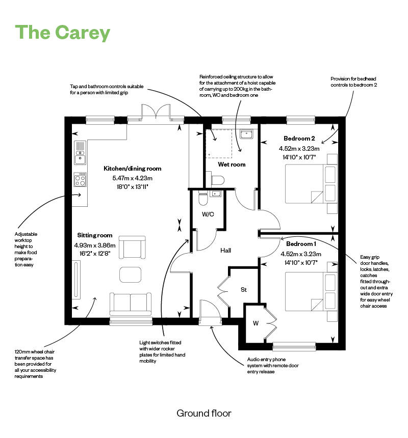 The Carey Annotated Floor Plan Aylett's Green